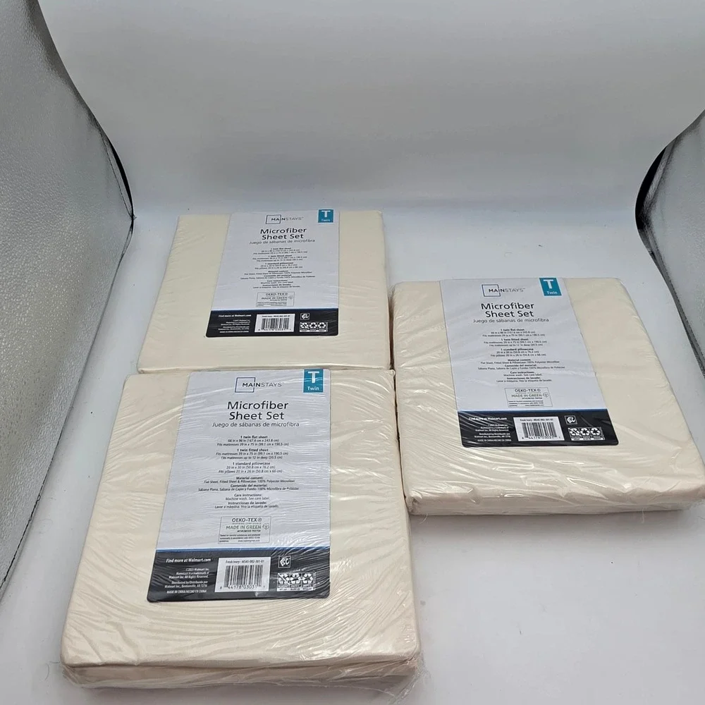 Mainstays Twin Microfiber Sheet Set Fresh Ivory 3 Piece MS45-002-301-01 O4